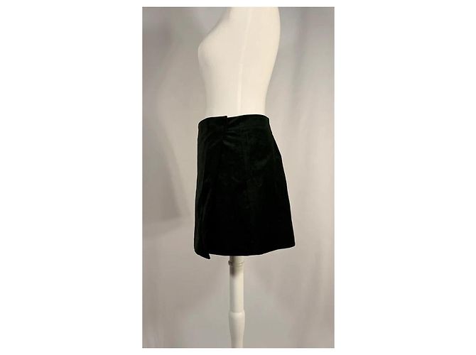 J.Crew Dunkelgrüner Samt Mini Wrap Rock - Ansicht 3