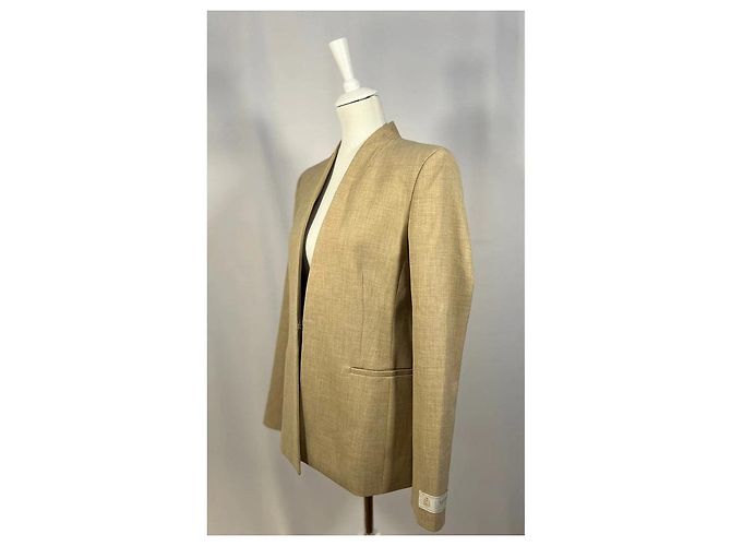 Autre Marque Blazer beige con cuello chal - vista 3