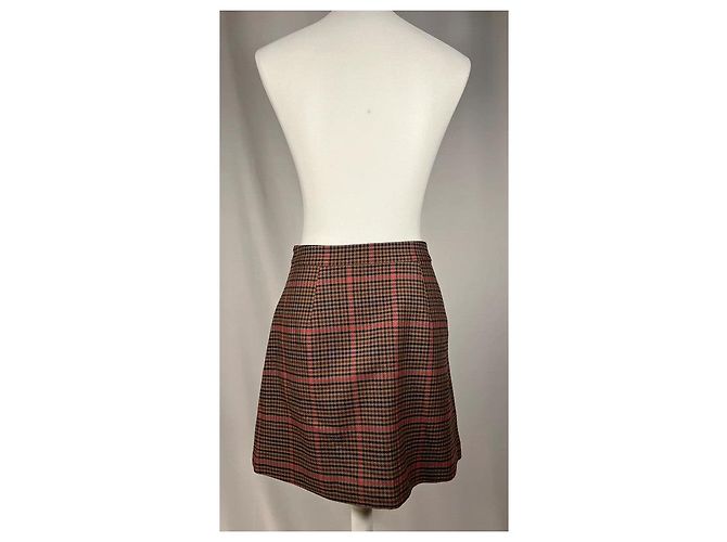 Comptoir Des Cotonniers Falda corta a cuadros en rosa y marrón Castaño - vista 3