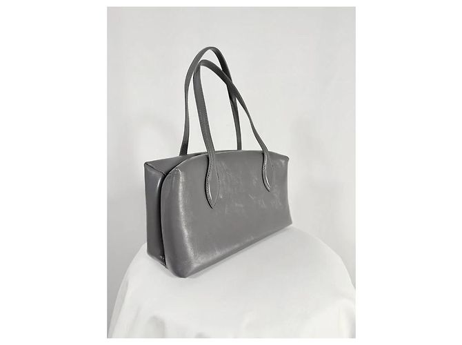 Autre Marque Graue Leder-Schultertasche - Ansicht 2