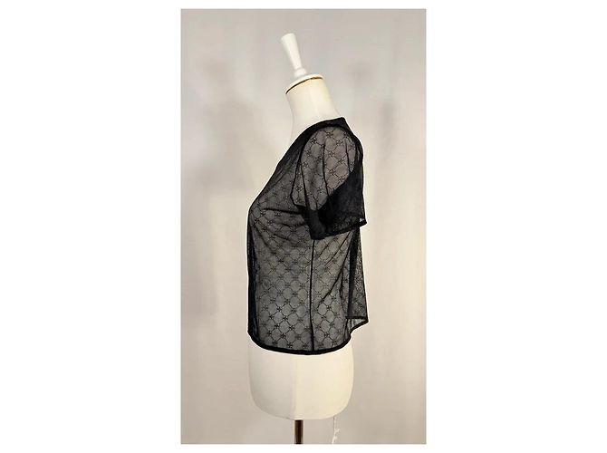 Autre Marque Transparente schwarze bestickte Bluse - Ansicht 2