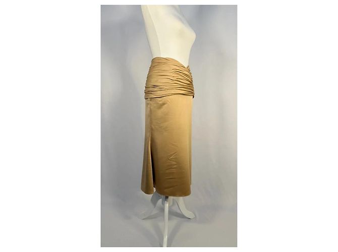 Autre Marque Goldene poly-satin gesteppte Midirock Mehrfarben - Ansicht 2