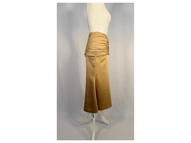 Autre Marque Goldene poly-satin gesteppte Midirock Mehrfarben - Ansicht 3