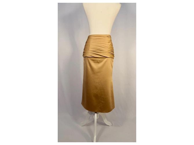 Autre Marque Goldene poly-satin gesteppte Midirock Mehrfarben - Ansicht 4