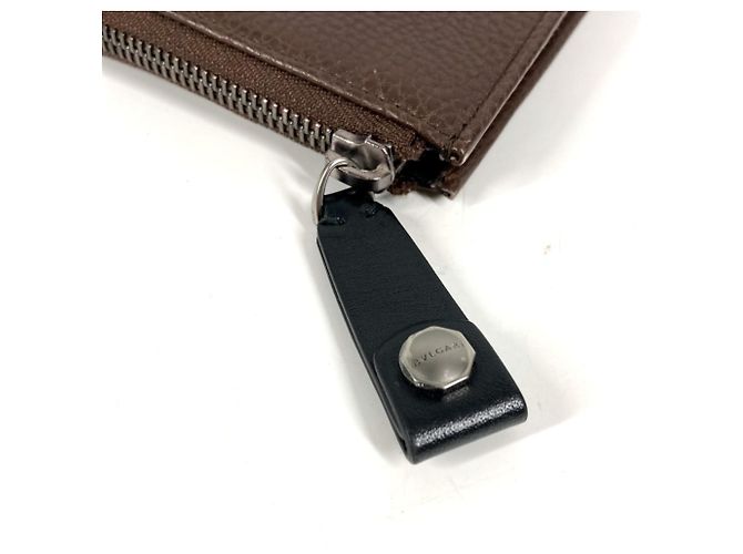 Bulgari Bvlgari Leder L-förmige Clutch-Tasche Braun Schwarz - Ansicht 3