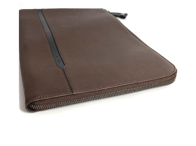 Bulgari Bvlgari Leder L-förmige Clutch-Tasche Braun Schwarz - Ansicht 7