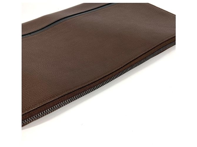 Bulgari Bvlgari Leder L-förmige Clutch-Tasche Braun Schwarz - Ansicht 8