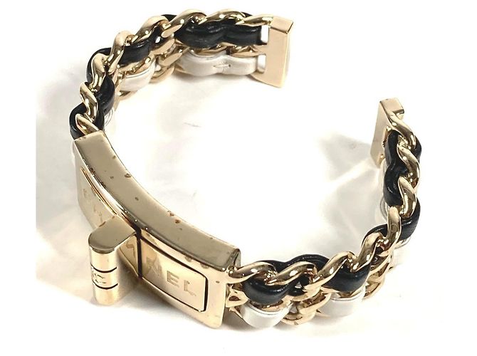 Pulsera Charm CC Logo B22A de Chanel Negro Blanco Dorado - vista 7