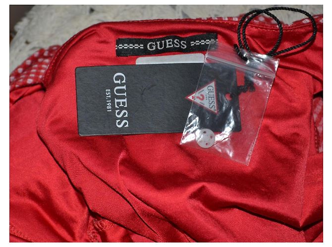 Vestido mini Guess blanco y rojo de algodón Roja - vista 5