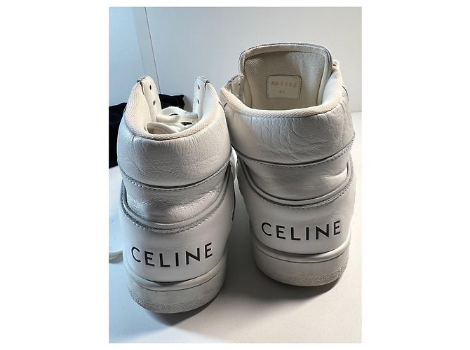 Céline Sneakers alte in pelle bianca CELINE Bianco - vista 12