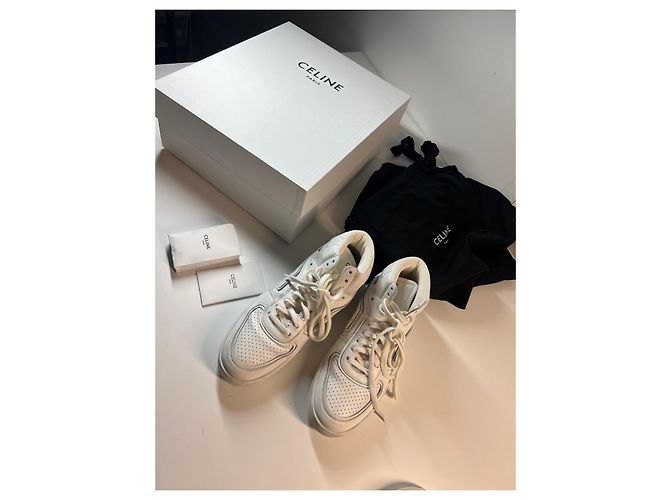 Céline Sneakers alte in pelle bianca CELINE Bianco - vista 3