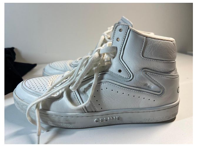 Céline Sneakers alte in pelle bianca CELINE Bianco - vista 4