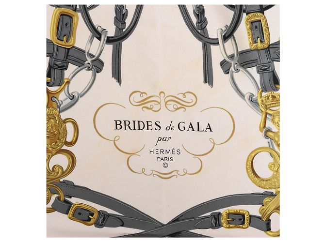 Fazzoletto in seta Hermès Carré 90 "BRIDES de GALA" in rosso - vista 11