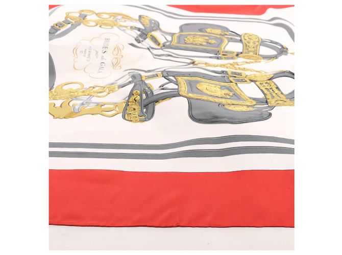 Fazzoletto in seta Hermès Carré 90 "BRIDES de GALA" in rosso - vista 5