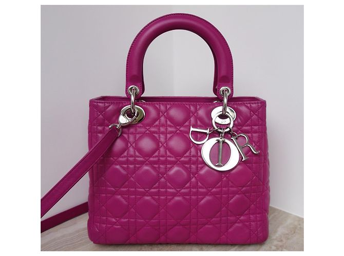 Borsa Lady Dior Medium in pelle rosa - vista 2