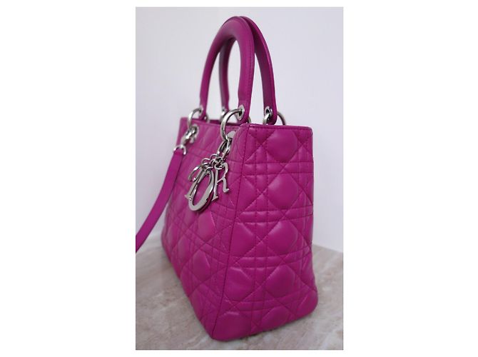 Borsa Lady Dior Medium in pelle rosa - vista 3