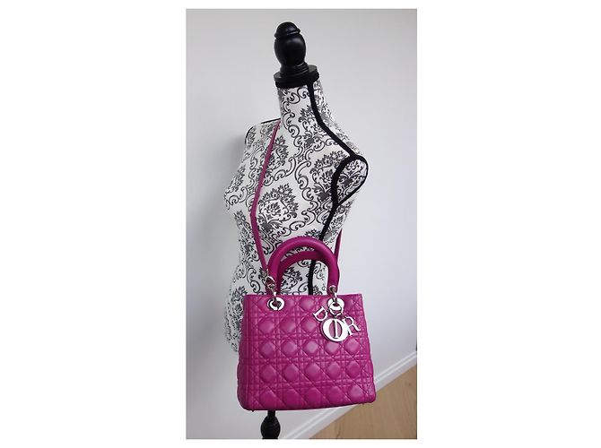 Borsa Lady Dior Medium in pelle rosa - vista 4