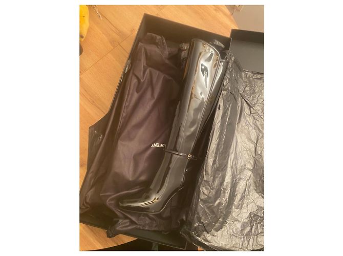 Botas de cuero charol negro Saint Laurent - vista 11
