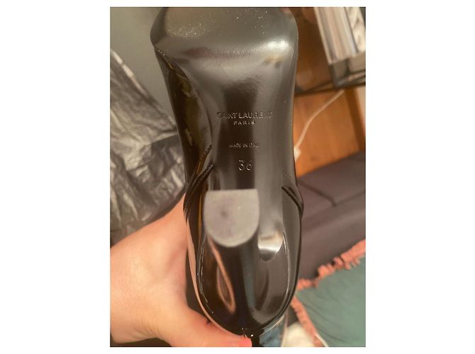 Botas de cuero charol negro Saint Laurent - vista 12
