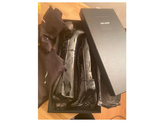 Botas de cuero charol negro Saint Laurent - vista 13
