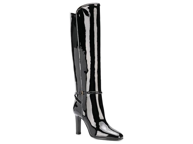 Botas de cuero charol negro Saint Laurent - vista 2