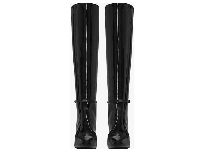 Botas de cuero charol negro Saint Laurent - vista 3