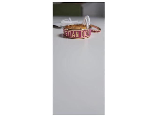 Set di 3 anelli Dior in metallo dorato con lacca bianca e cristalli Argento D'oro Silver hardware Gold hardware - vista 3