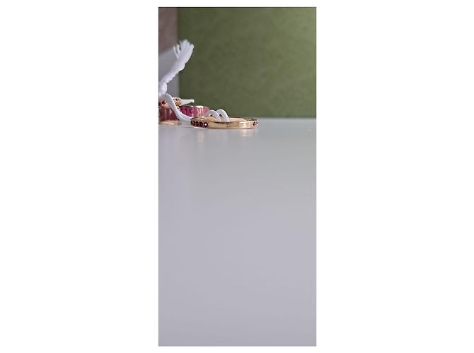 Set di 3 anelli Dior in metallo dorato con lacca bianca e cristalli Argento D'oro Silver hardware Gold hardware - vista 8