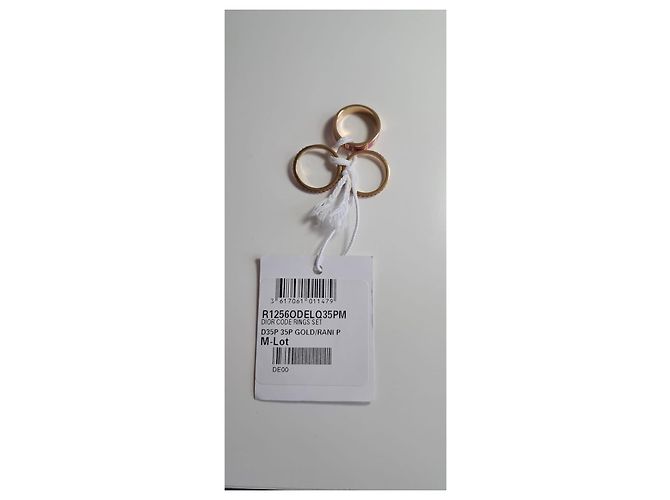 Set di 3 anelli Dior in metallo dorato con lacca bianca e cristalli Argento D'oro Silver hardware Gold hardware - vista 9
