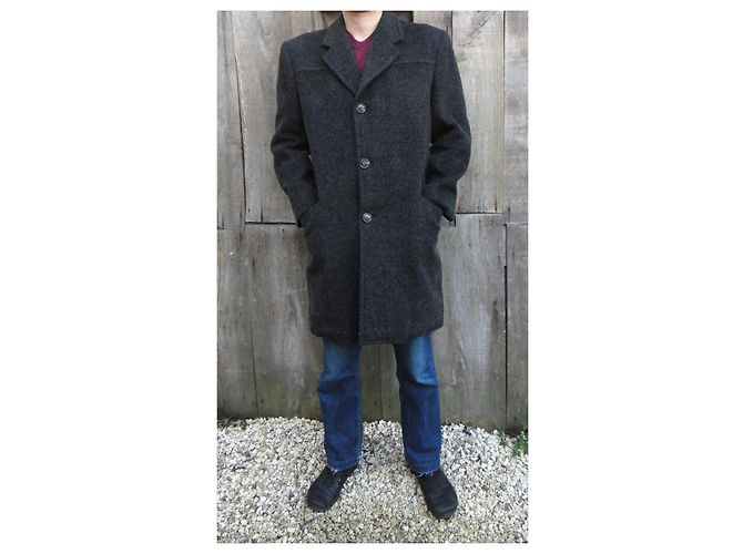 Autre Marque Grey Melange Wool Overcoat Men L Dark grey - view 2