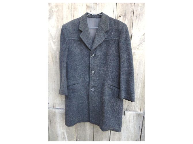 Autre Marque Grey Melange Wool Overcoat Men L Dark grey - view 4
