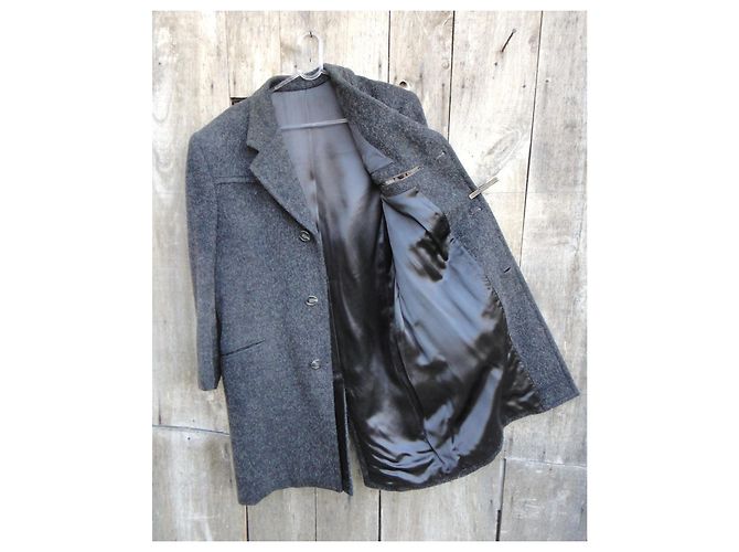 Autre Marque Grey Melange Wool Overcoat Men L Dark grey - view 5