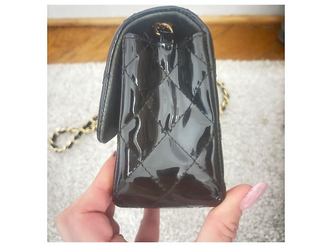 Chanel Timeless Mini in pelle vernice nera Nero - vista 13