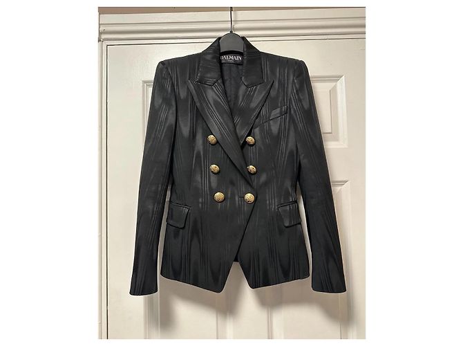 Blazer Balmain negro de moiré de doble botonadura - vista 2