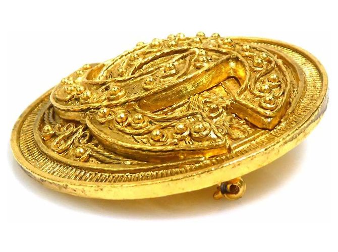 Spilla in metallo dorato Chanel Coco Mark D'oro - vista 3