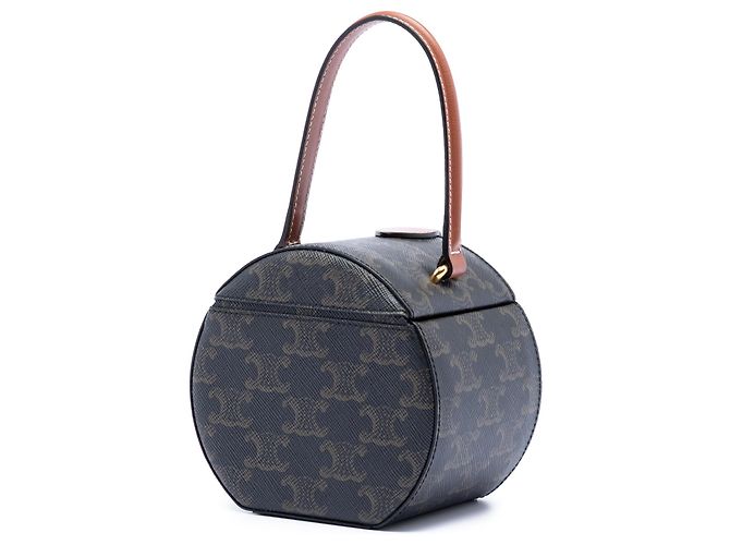 Céline Bolso redondo de lona recubierta Triomphe marrón de Celine Castaño Marrón oscuro - vista 2