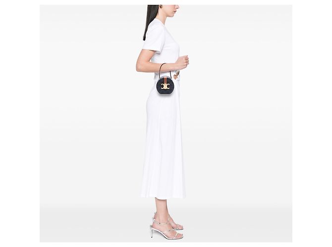 Céline Bolso redondo de lona recubierta Triomphe marrón de Celine Castaño Marrón oscuro - vista 6