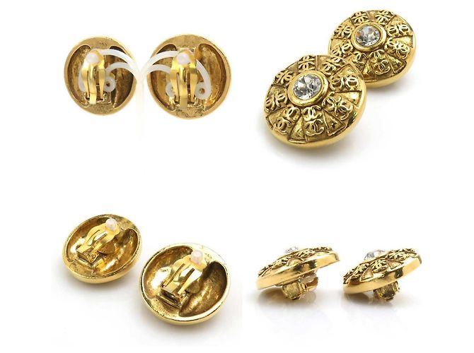 Orecchini a clip in metallo/rhinestone Chanel Coco Mark Argento D'oro - vista 2