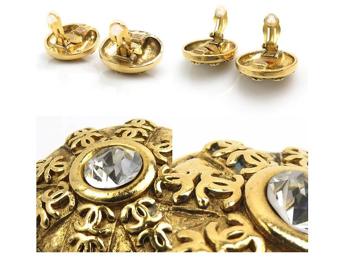 Orecchini a clip in metallo/rhinestone Chanel Coco Mark Argento D'oro - vista 3