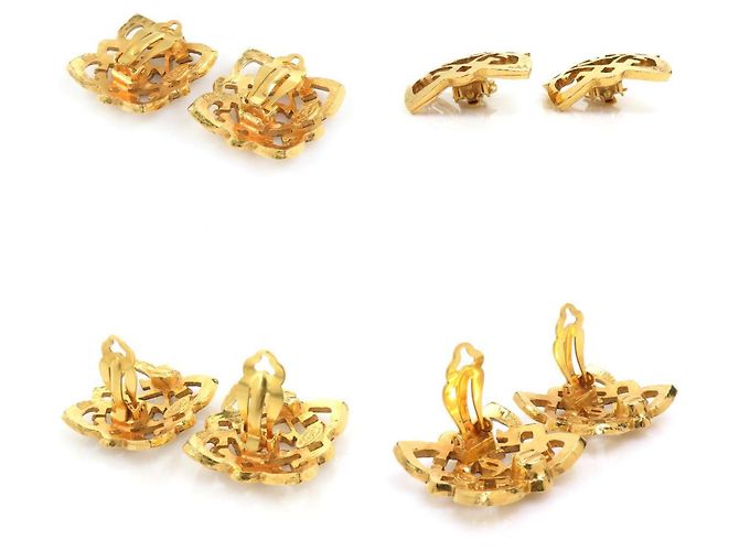 Orecchini a clip in metallo dorato Chanel Coco Mark D'oro - vista 4