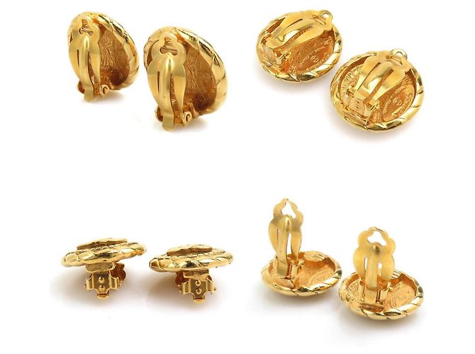 Timeless Orecchini a clip in metallo dorato Chanel Coco Mark D'oro - vista 3