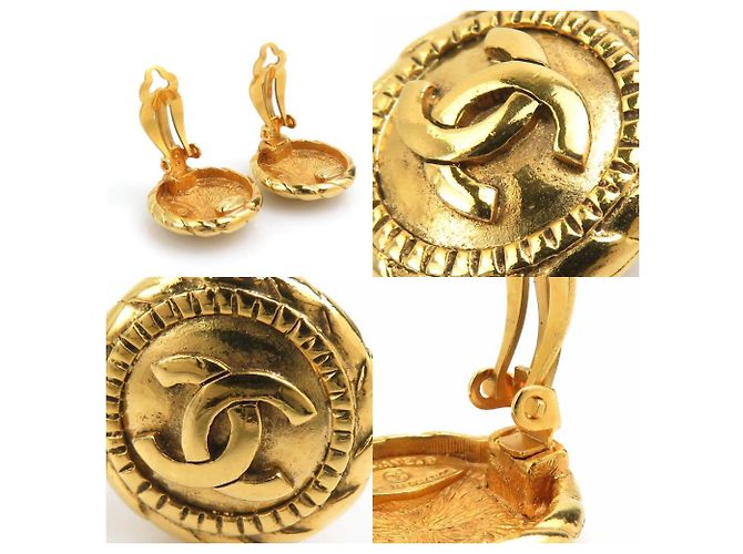 Timeless Orecchini a clip in metallo dorato Chanel Coco Mark D'oro - vista 4