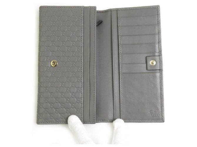 Cartera larga de cuero Micro Guccissima de Gucci Castaño - vista 3