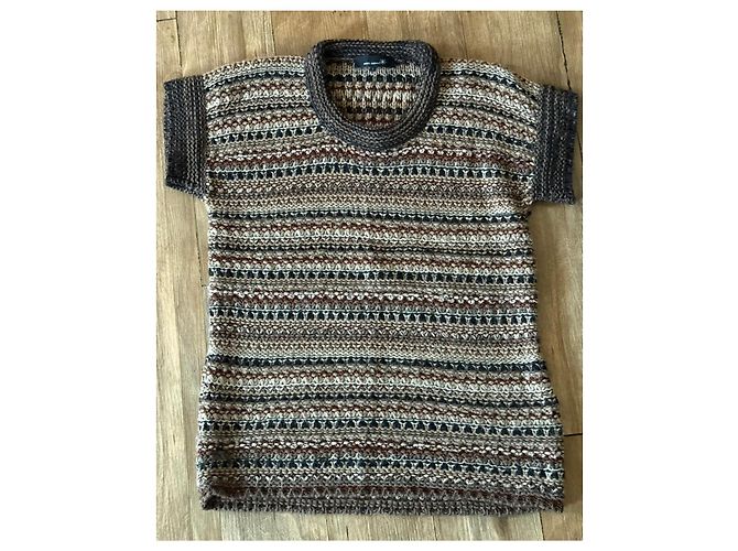 Pull Isabel Marant à Manches Courtes Motif Ethnique Marron Noir Beige Bordeaux - vue 3