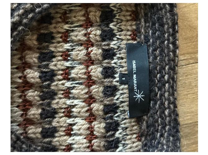 Pull Isabel Marant à Manches Courtes Motif Ethnique Marron Noir Beige Bordeaux - vue 4