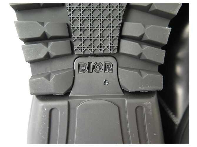 NUOVE STIVALI MID TOP COMBAT CHRISTIAN DIOR 42 CANVAS OBLÍQUO E PELLE Nero - vista 7
