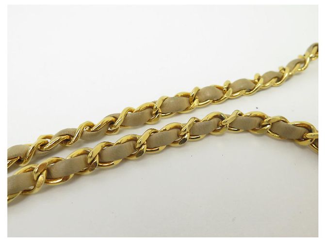 VINTAGE CHANEL GÜRTEL ZUM BINDEN MIT VERFLOCHTENEM METALLKETTE LEDER GRÖSSE 70 BIS 90 - Ansicht 7