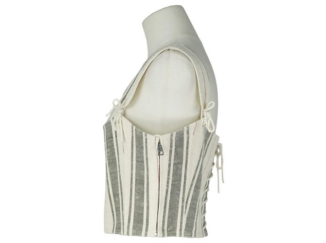 Top bustier in cotone e seta a righe multicolori Christian Dior Bianco - vista 2