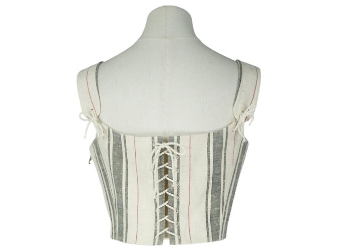 Top bustier in cotone e seta a righe multicolori Christian Dior Bianco - vista 3