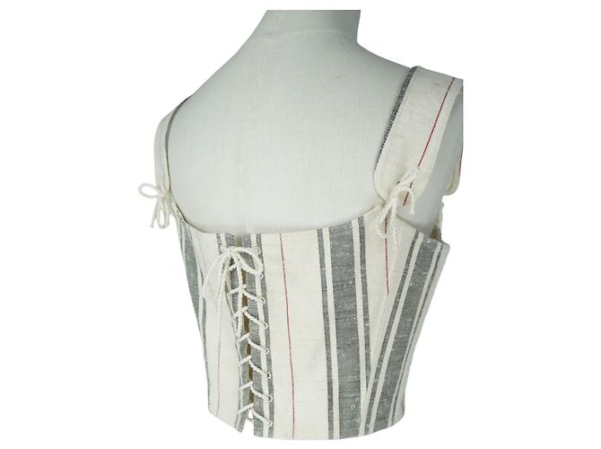 Top bustier in cotone e seta a righe multicolori Christian Dior Bianco - vista 4